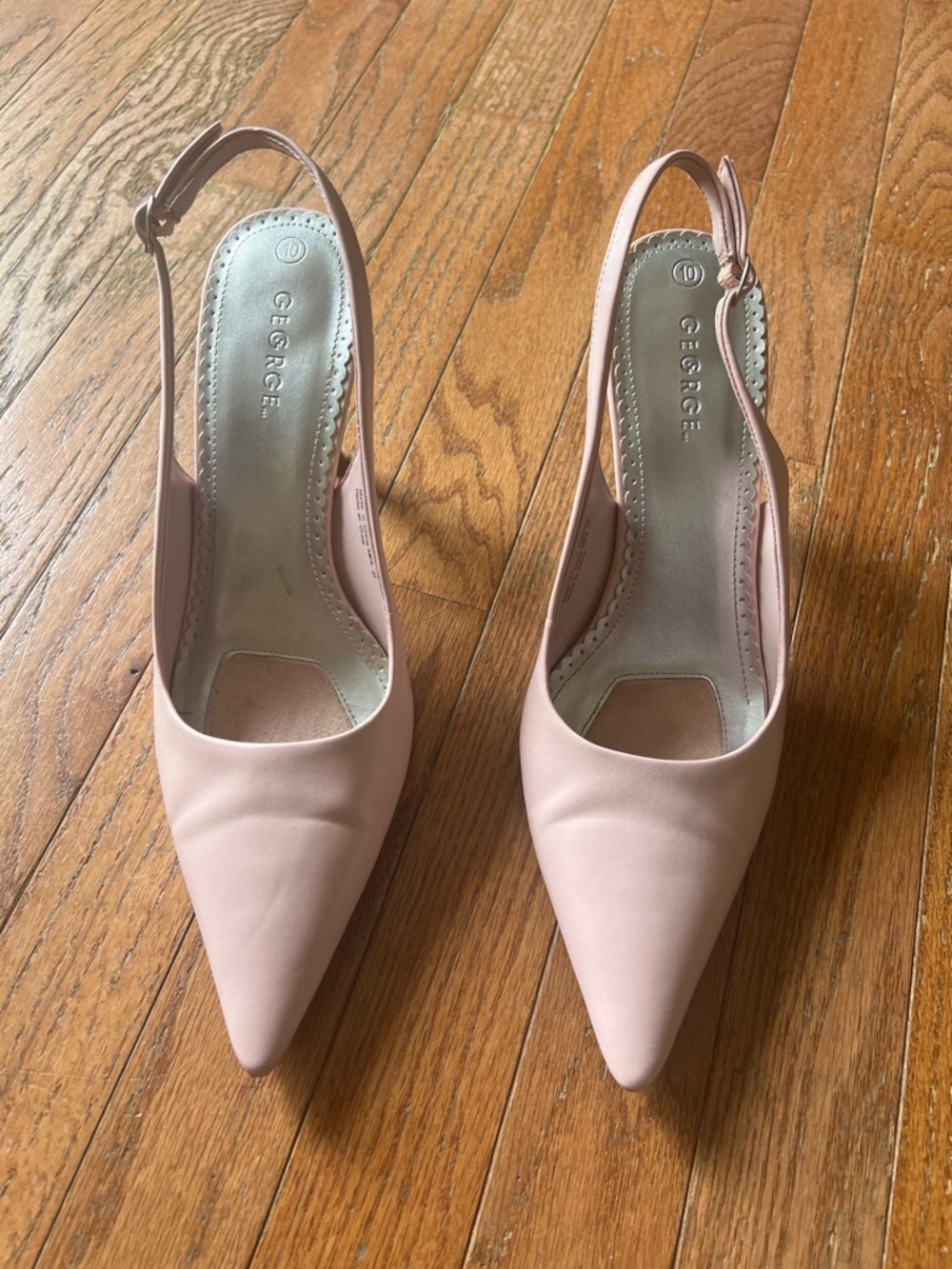 George Blush Pointed-Toe Slingback Heels